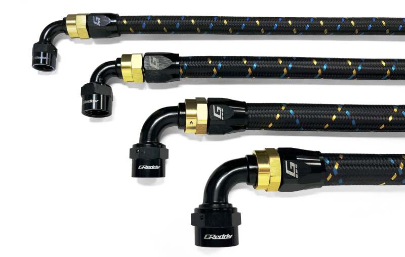 GReddy AN08 180 DEGREE HOSE END SWIVEL BLACK/GOLD ANODIZED
