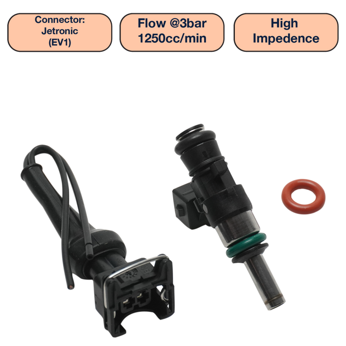 DeatschWerks Universal 1250cc Single Fuel Injector / 34mm Length / 14mm O-Ring Seals