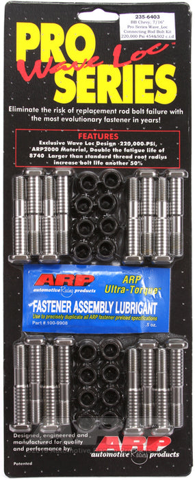 ARP BB Chevy 7/16in pro wave-loc rod bolt kit