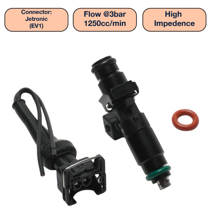 DeatschWerks Universal 1250cc Single Fuel Injector / 60mm Length / 14mm O-Ring Seals