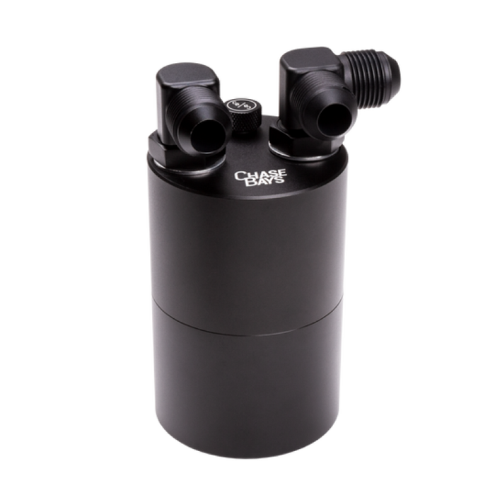 Chase Bays 10AN 90 Deg L-Fitting Inlet 10AN Straight Outlet Oil Catch Can w/ Type 5 Bracket
