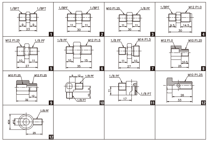 GReddy Union Fitting 1/8PF-M12 P1.25