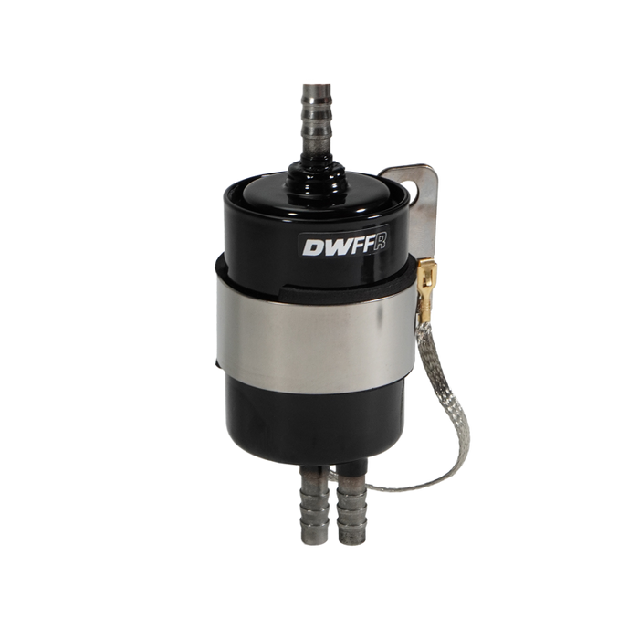 DeatschWerks 10 Micron 3/8in Barb Fuel Filter Regulator w/ Stainless Steel Body - Black